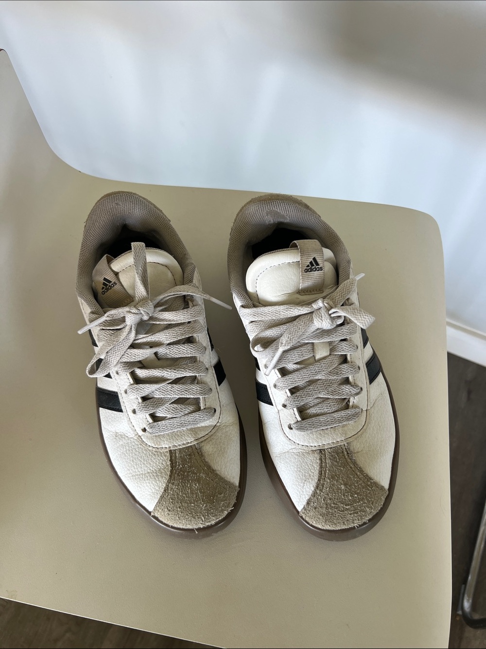 adidas White, Black & Tan Low-Top Sneakers